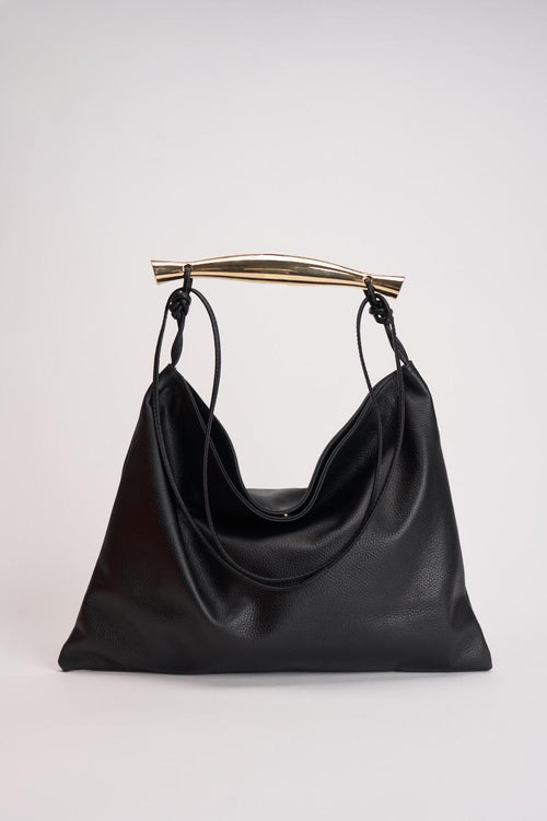 Borsa donna in pelle martellata nera