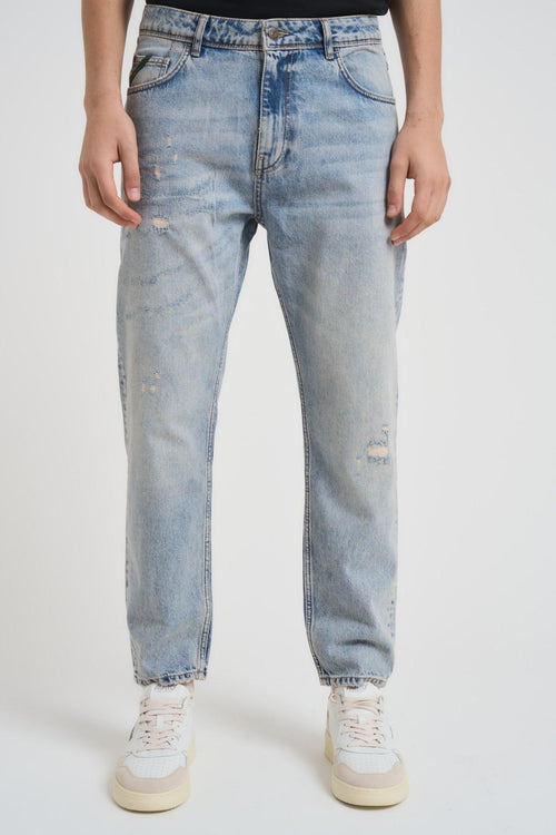 Jeans uomo Yellowstone in denim chiaro con rotture