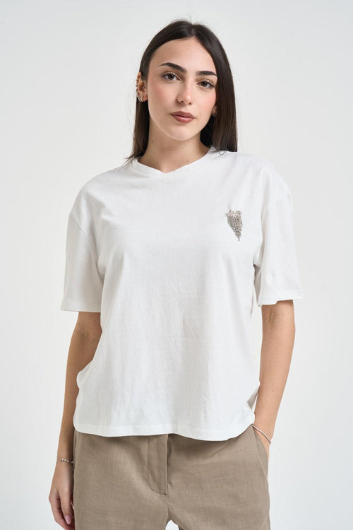 T-shirt donna gioiello bianca - 1