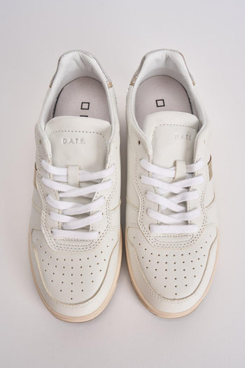 Sneakers donna Court 2.0 in pelle bianca e glitter argento - 6