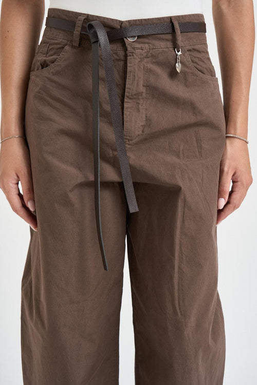 Pantalone donna barrel fit marrone - 2