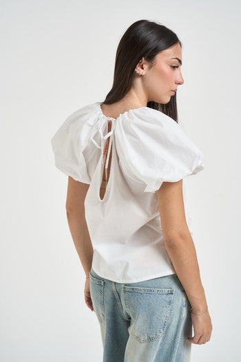 Blusa donna manica corta bianca - 3