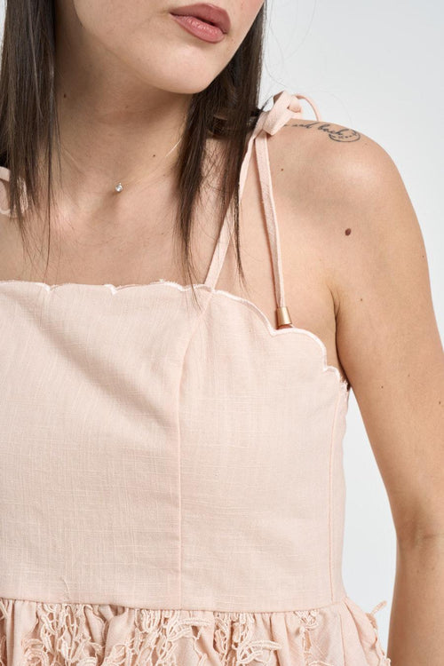 Top donna con pizzo rosa cipria - 2