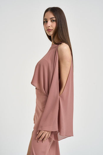 Blusa donna cut-out rosa antico - 4
