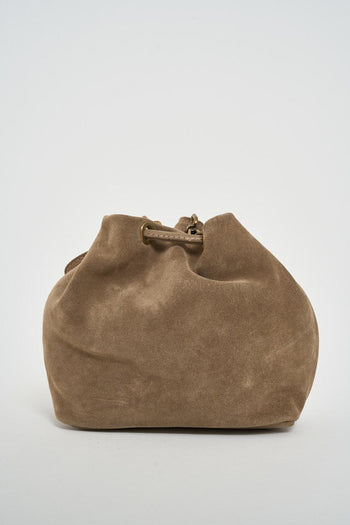 Borsa donna secchiello in suede beige - 5
