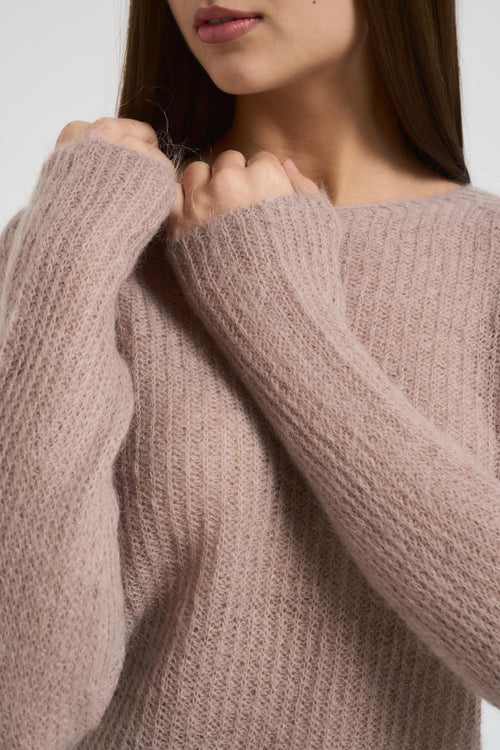 Maglia donna scollo a barchetta tortora - 2