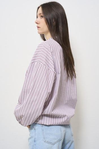 Camicia donna a righe malva - 4