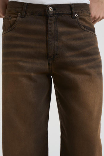 Jeans uomo in denim slavato marrone - 6