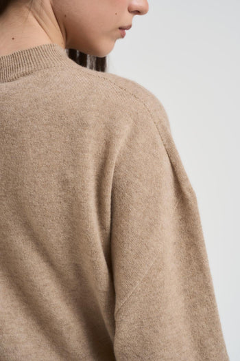 Maglia donna scollo a barca beige - 5