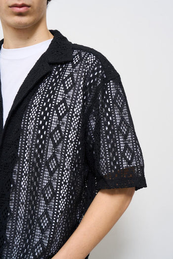 Camicia uomo traforata nera - 4