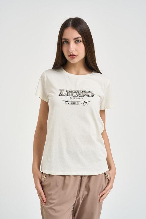 T-shirt donna bianca con logo