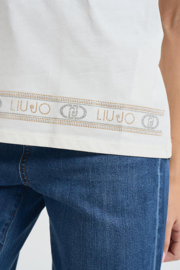T-shirt girocollo donna bianco - 3