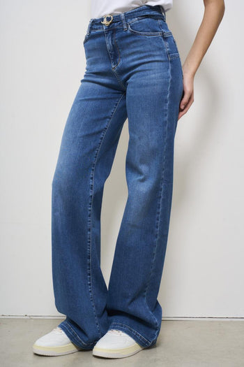 Women's dark denim flare jeans - 3