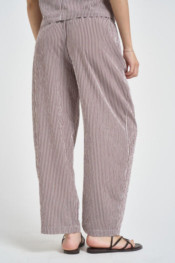 Pantalone donna a righe bordeaux e bianche - 3