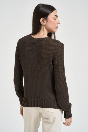 Maglia donna girocollo marrone - 4