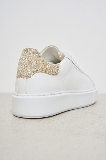 Women's leather sneakers with gold rhinestones - 5