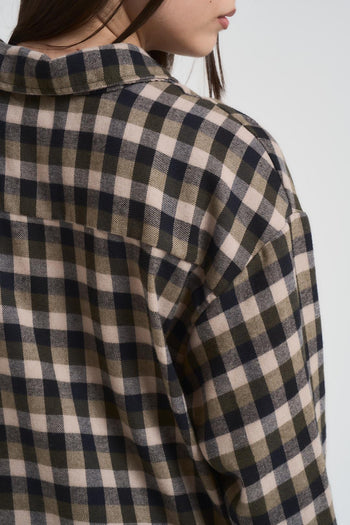 Camicia a quadretti nera e beige - 4