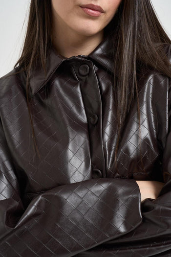 Giubbotto donna in ecopelle moro - 3