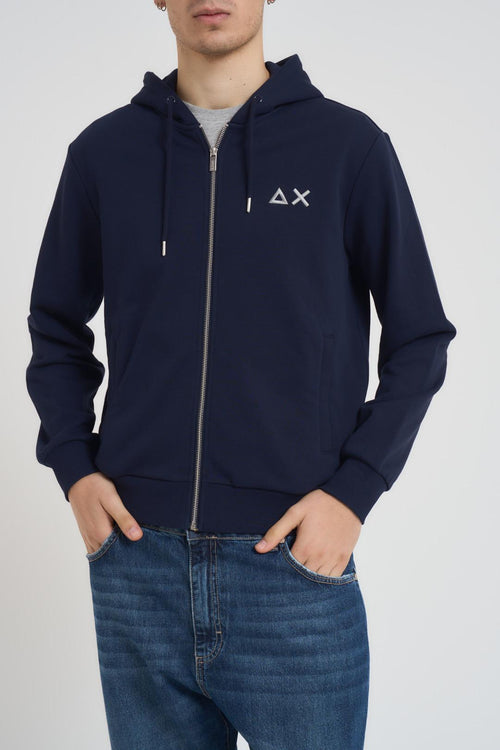 Felpa uomo con zip blu notte.