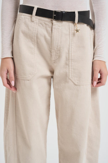 Pantalone donna a costine panna - 4