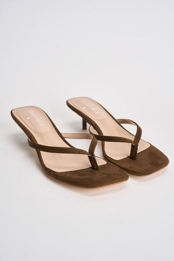 Sandali donna infradito in suede marrone - 3