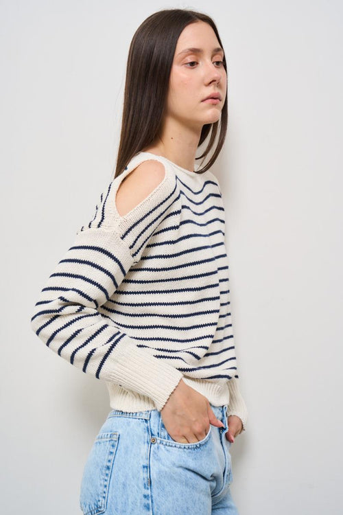 Maglia donna a righe bianca e nera
