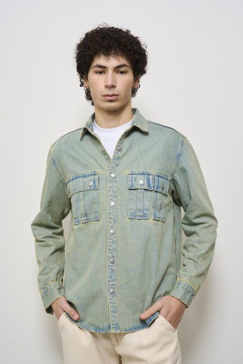 Camicia uomo in denim slavato