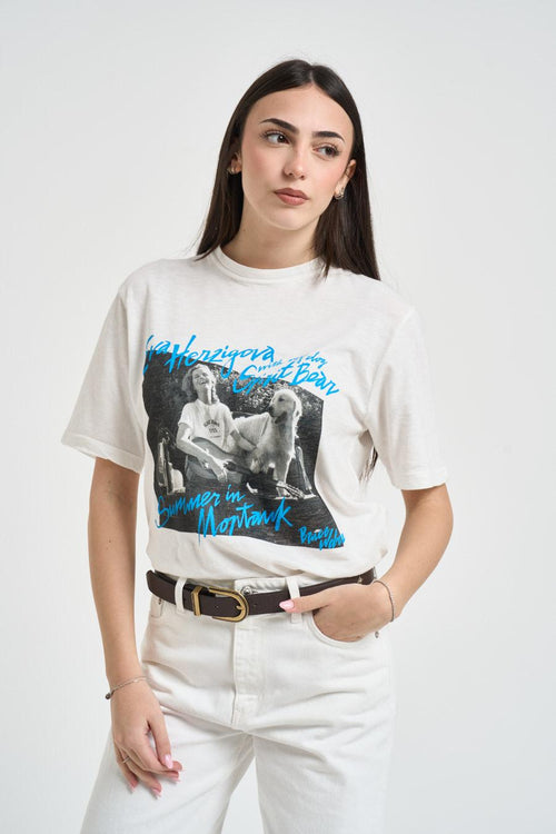 T-shirt donna con stampa bianca