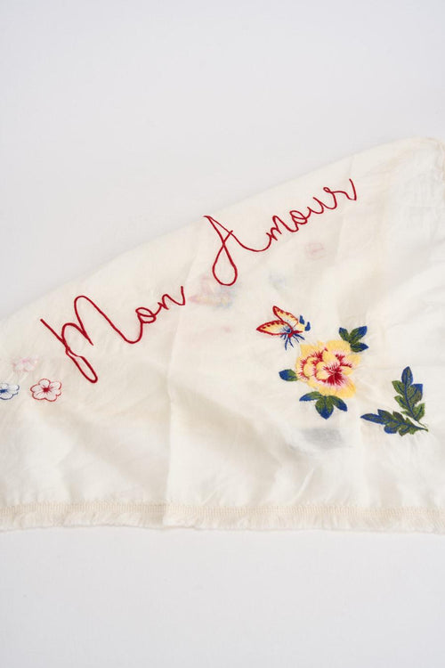 Foulard donna con scritta "Mon Amour" bianco - 1