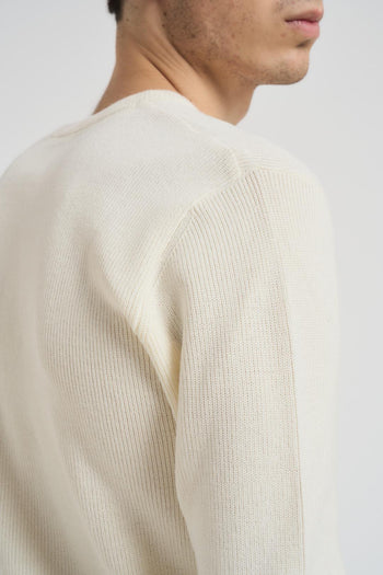 Maglia uomo girocollo a coste panna - 5