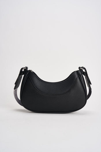 Borsa donna nera con tracolla in tessuto - 5