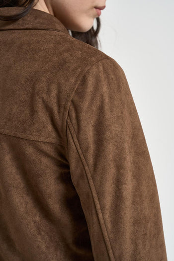 Giacca donna in suede marrone - 5