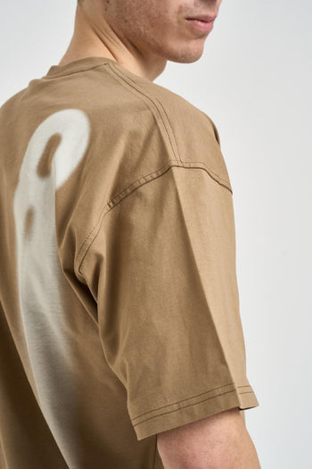 T-shirt uomo logo sbiadito beige - 4