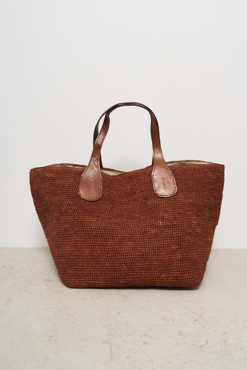 Borsa donna Tokyo in rafia mattone