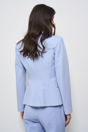 Women's single-breasted light blue jacket - 7