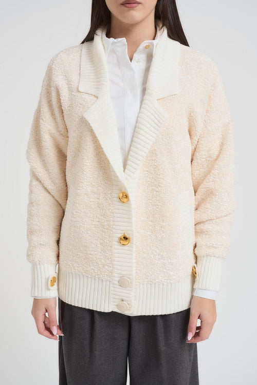 Cardigan donna strutturato panna - 2