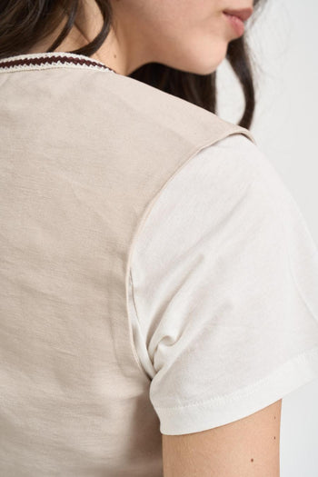 Gilet donna cropped beige - 5