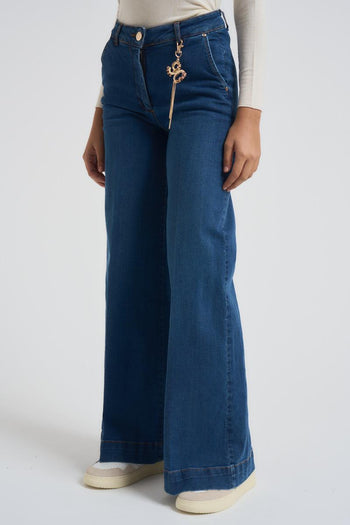 Jeans a zampa in denim stretch donna blu - 5