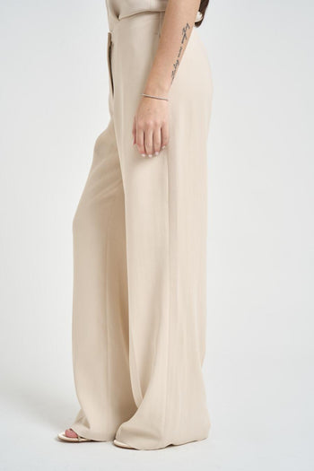 Pantalone donna a palazzo panna - 3
