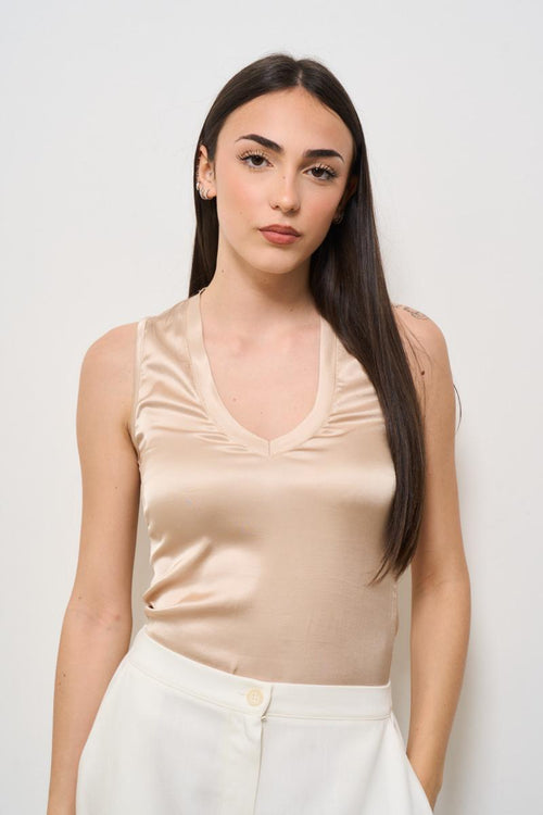 Canotta donna laminata beige