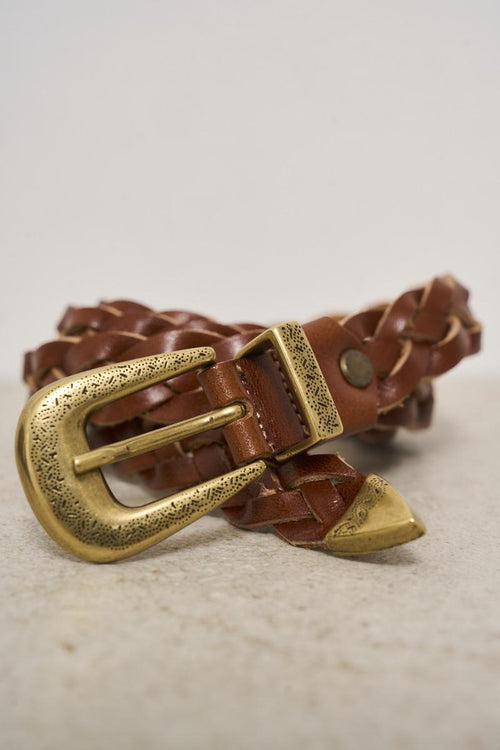 Women's camel braided belt - 2