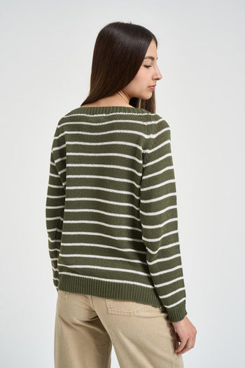 Maglia donna a righe verde - 3