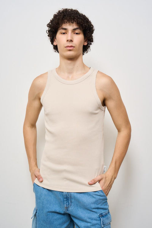 Canotta uomo in maglia beige