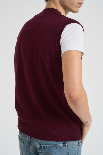 Gilet scollo a V uomo bordeaux - 4