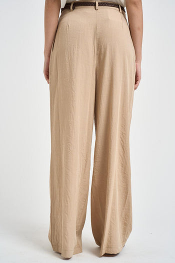 Pantalone donna a palazzo beige - 3
