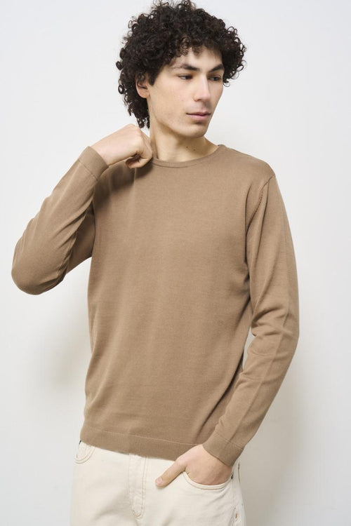 Maglia uomo girocollo beige