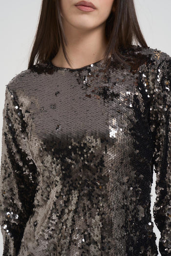 Miniabito donna con paillettes argento - 3