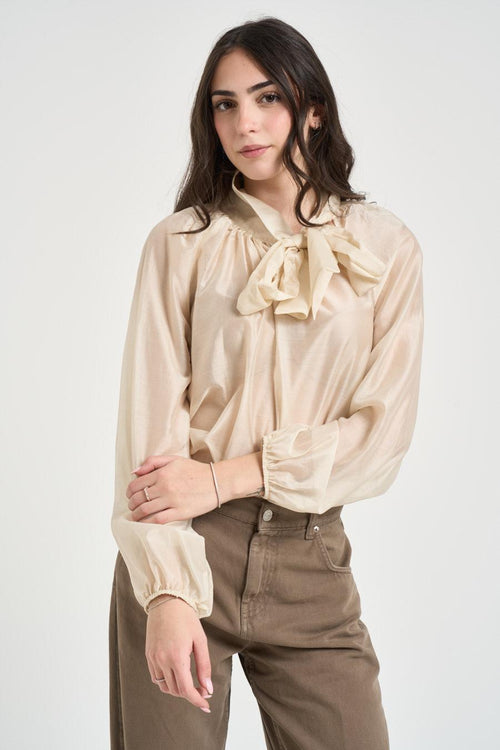 Blusa donna con fiocco burro