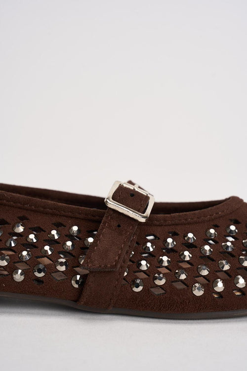 Ballerina donna con strass moro - 2