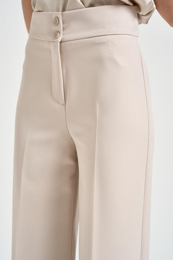 Pantalone donna gamba larga sabbia - 3